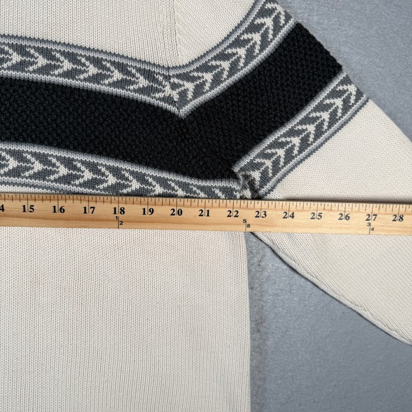 Vintage Eddie Bauer Mens Cream Geometric Stripe Crewneck Sweater Size Medium - Picture 6 of 14